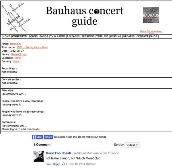 Il sito Bauhaus Concert Guide